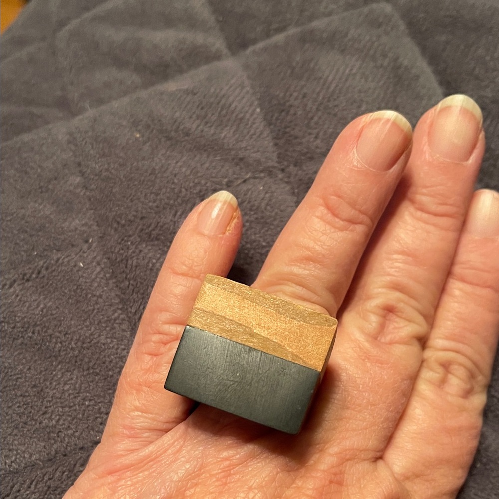 Two-Tone Square Statement Ring - image 1